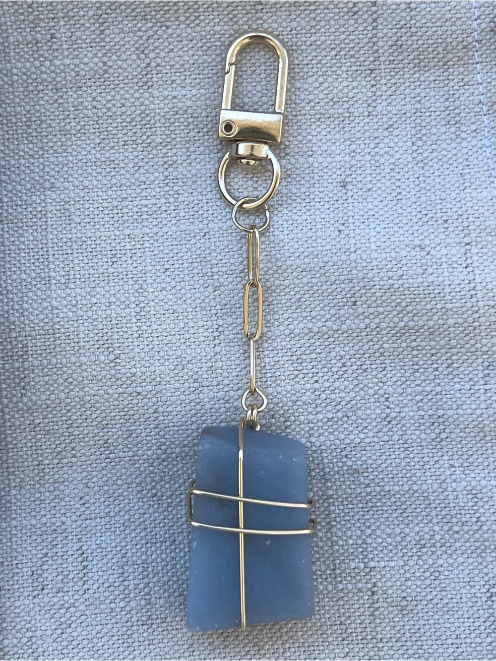 Anhydrite Bag Charm Blue Gold